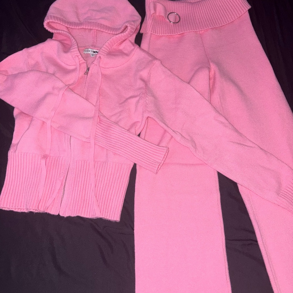 Fashion Nova Lana Sweater Pant Set Pink - Picture 2 of 3